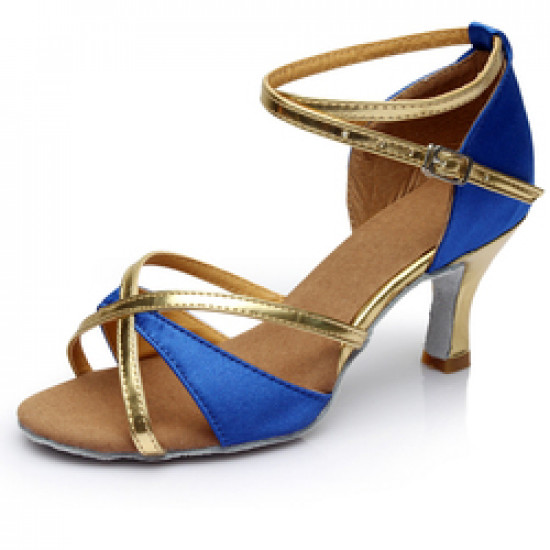 Hot sell heel 7cm women Blue Latin Dance Shoes