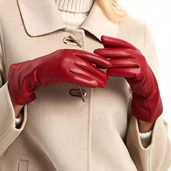 Women Napa Lambskin Leather Gloves Wool Cashmere Fleece Lining High Quality Winter Leather Gloves