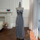 YIGELILA Lasted Design Party Dress French Party Wear Dresses For Women Striped Halter Lady Dresses